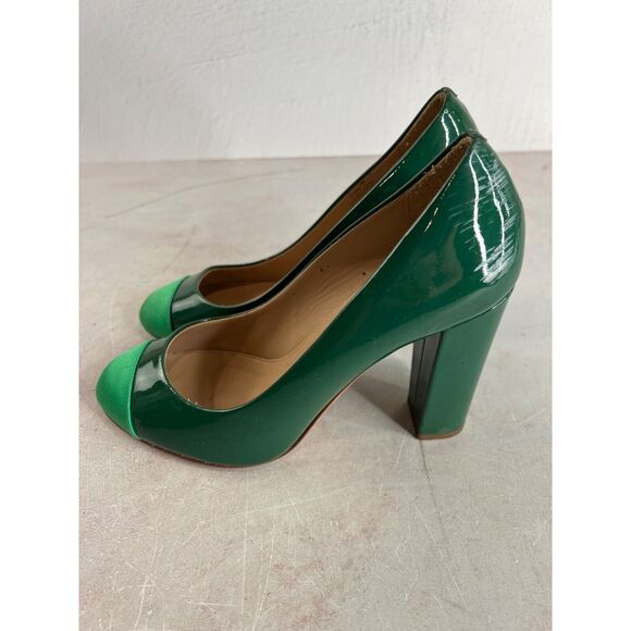 J. Crew Factory Green Heels with Light Green Toe Cap - Picture 5 of 16